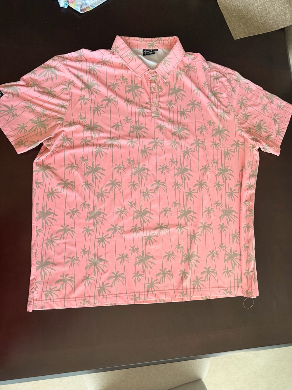 Men's 4XL “Kickin” Sunday Swagger Pink Palm-Print Polo Shirt
